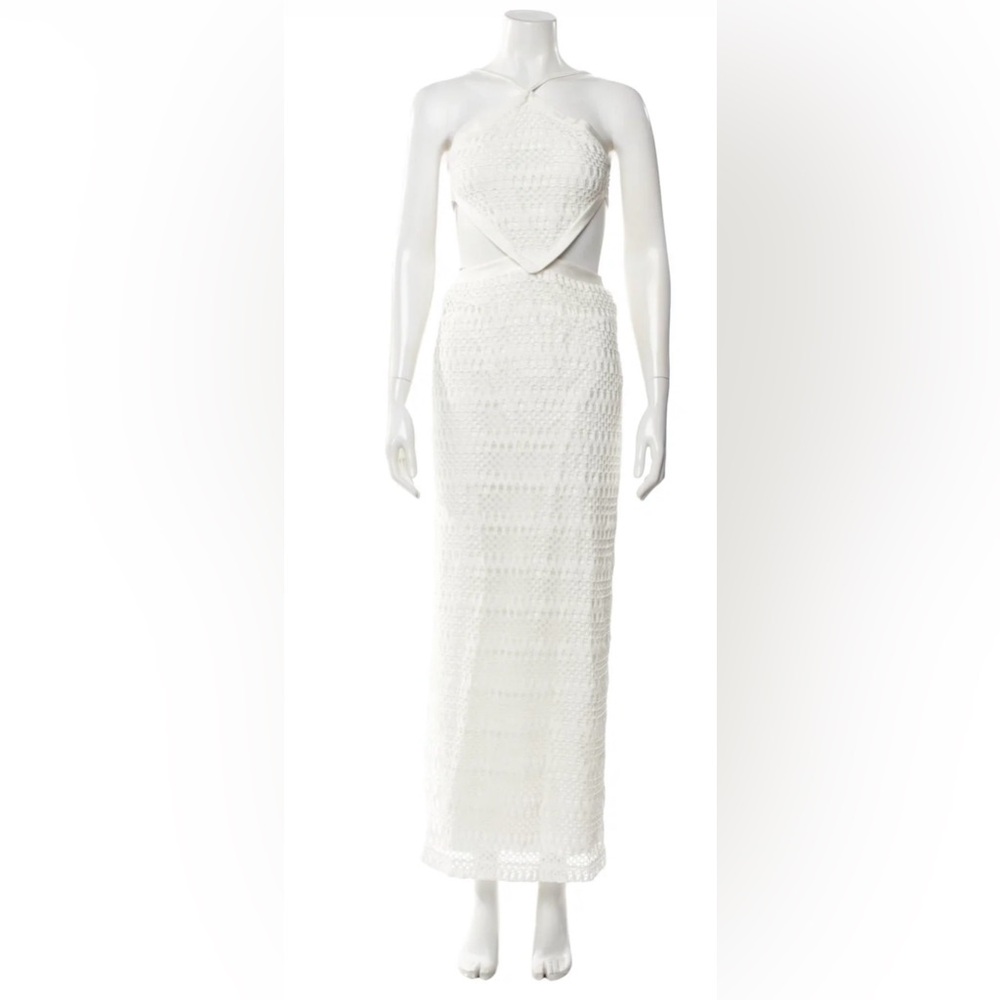 PATBO white ivory crochet halter beach cutout maxi dress - Size 10 - Picture 4 of 16